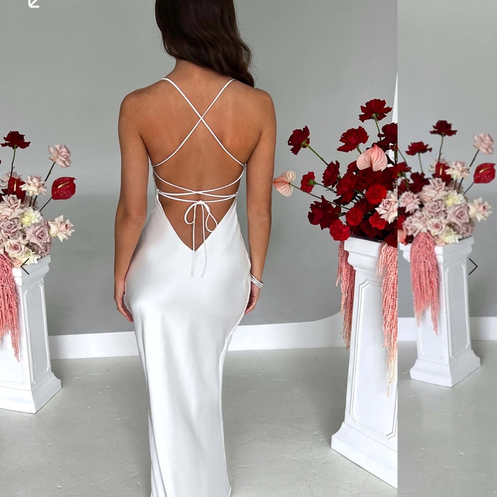 Babyboo Maxi Dress, Ivory, XS, Premium stretch satin, Fully lined in satin